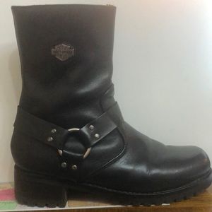 Harley-Davidson Womens Ashby Harness Zip Black Leather Motorcycle Boots D84187